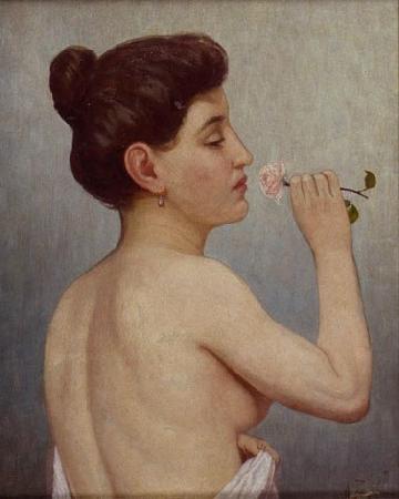 Alfred Hirv Nude with a rose oil painting image